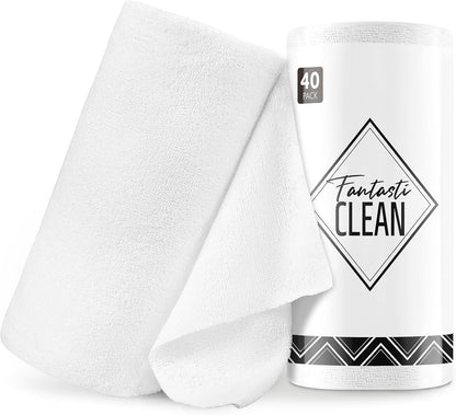 Microfiber Cleaning Cloth Roll- 40 Sheets, 12" x 12" (Grey)