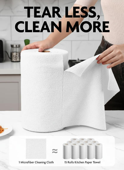Microfiber Cleaning Cloth Roll- 40 Sheets, 12" x 12" (Grey)