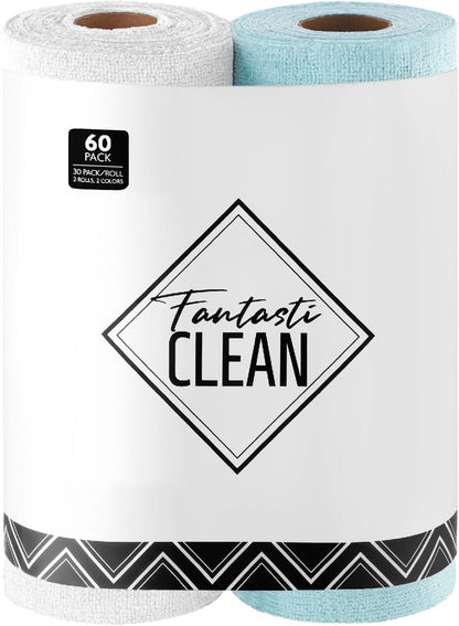 Microfiber Cleaning Cloth Roll- 40 Sheets, 12" x 12" (Grey)
