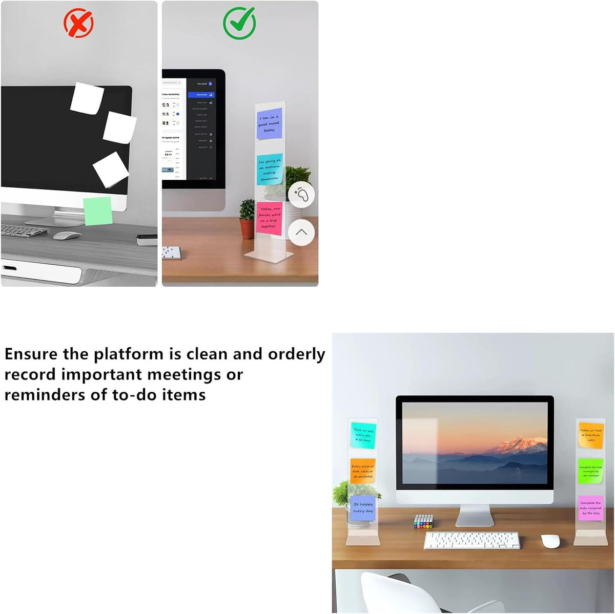 4-Piece Message Board, Memo Board,Double-Sided Desktop Display Stand, Office Communication Tool (4)