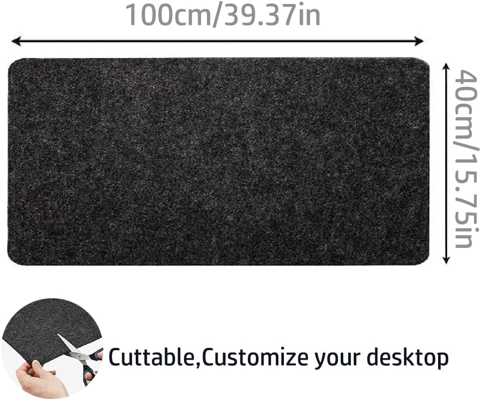 Large Felt Desk Pad, Desk Protective Computer Pad Minimalistic Felt Desk Mat 39.37''x15.75'' Anti-Slip Protective Computer Mat for Keyboard and Mouse 100x40cm (Dark Gray)