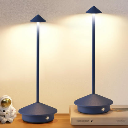 Modern Cordless Table Lamp Set of 2, Black Portable LED Desk Lamps