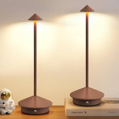Modern Cordless Table Lamp Set of 2, Black Portable LED Desk Lamps