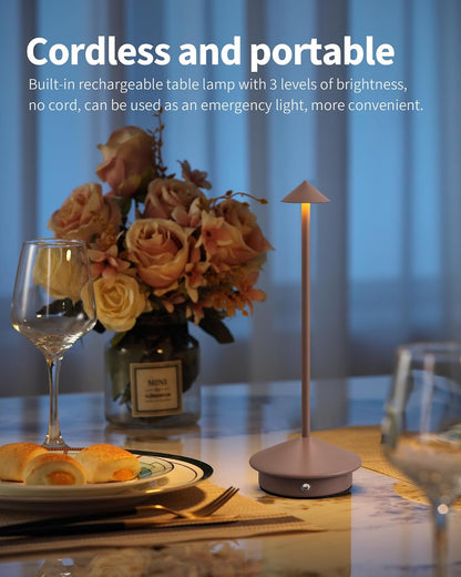 Modern Cordless Table Lamp Set of 2, Black Portable LED Desk Lamps