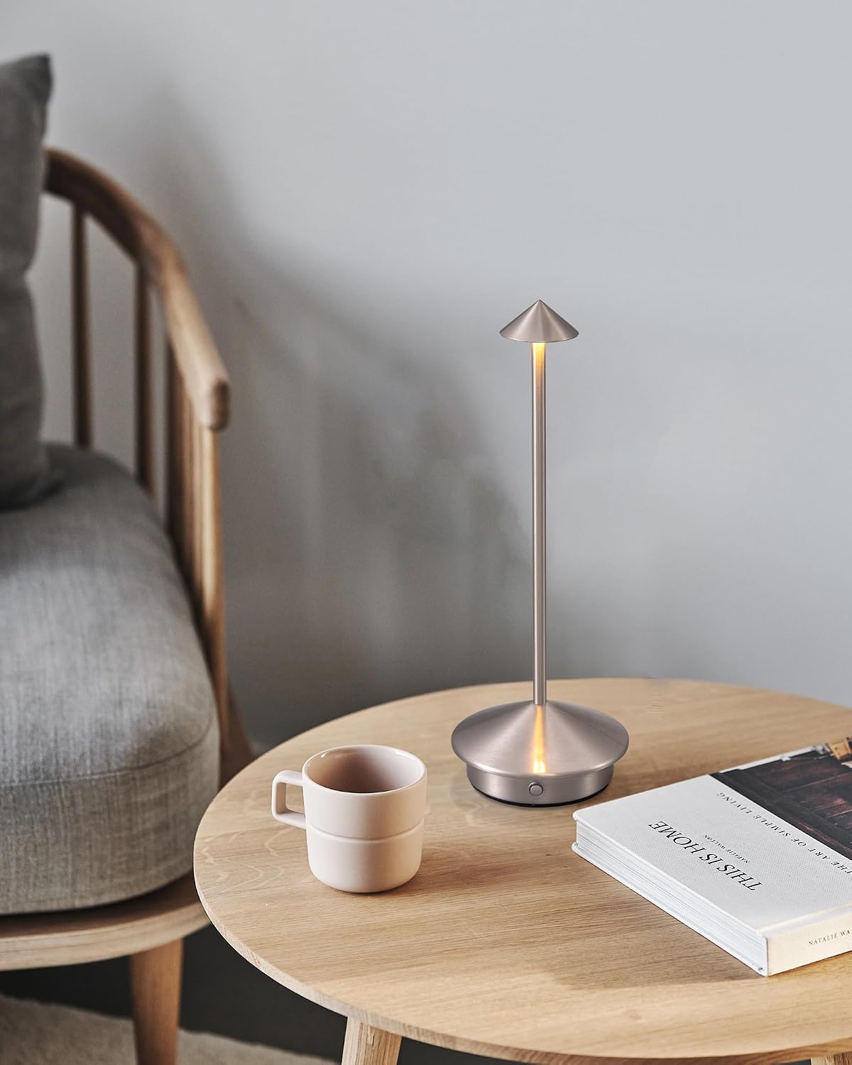 Modern Cordless Table Lamp Set of 2, Black Portable LED Desk Lamps