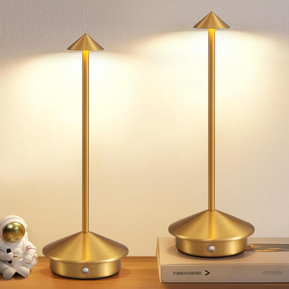 Modern Cordless Table Lamp Set of 2, Black Portable LED Desk Lamps