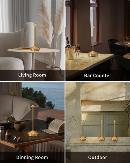 Modern Cordless Table Lamp Set of 2, Black Portable LED Desk Lamps