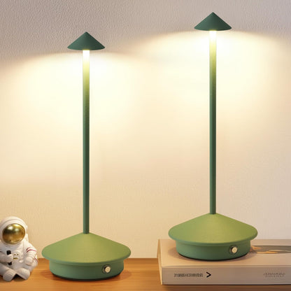 Modern Cordless Table Lamp Set of 2, Black Portable LED Desk Lamps