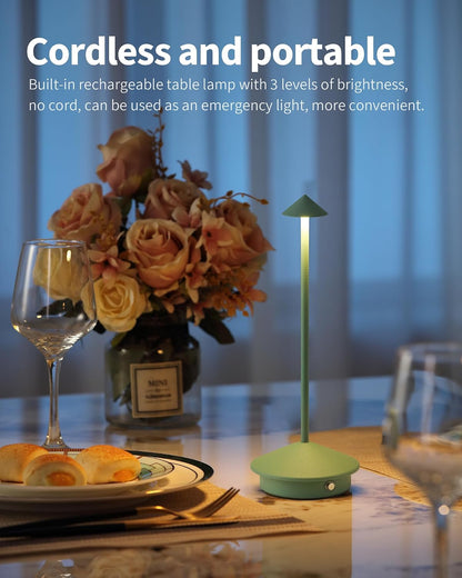 Modern Cordless Table Lamp Set of 2, Black Portable LED Desk Lamps
