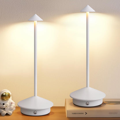 Modern Cordless Table Lamp Set of 2, Black Portable LED Desk Lamps