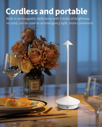 Modern Cordless Table Lamp Set of 2, Black Portable LED Desk Lamps