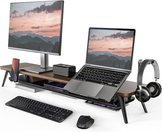 42.5-Inch Monitor Stand Riser with Laptop, Phone & Headphone Holders
