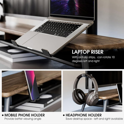 42.5-Inch Monitor Stand Riser with Laptop, Phone & Headphone Holders
