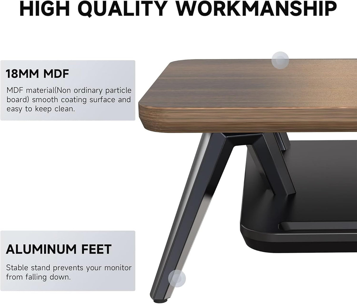 42.5-Inch Monitor Stand Riser with Laptop, Phone & Headphone Holders