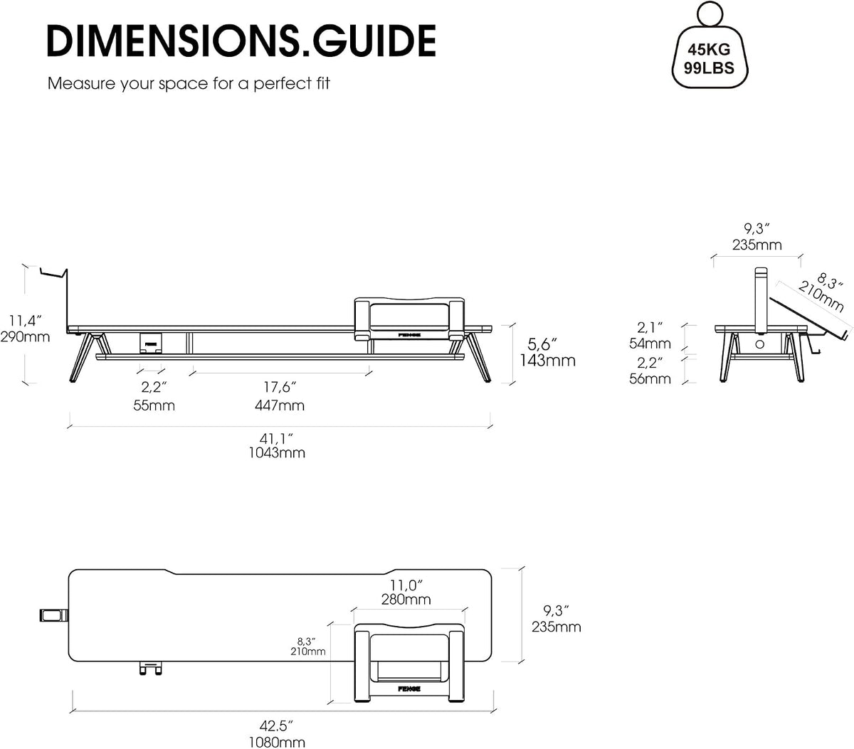 42.5-Inch Monitor Stand Riser with Laptop, Phone & Headphone Holders