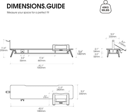 42.5-Inch Monitor Stand Riser with Laptop, Phone & Headphone Holders
