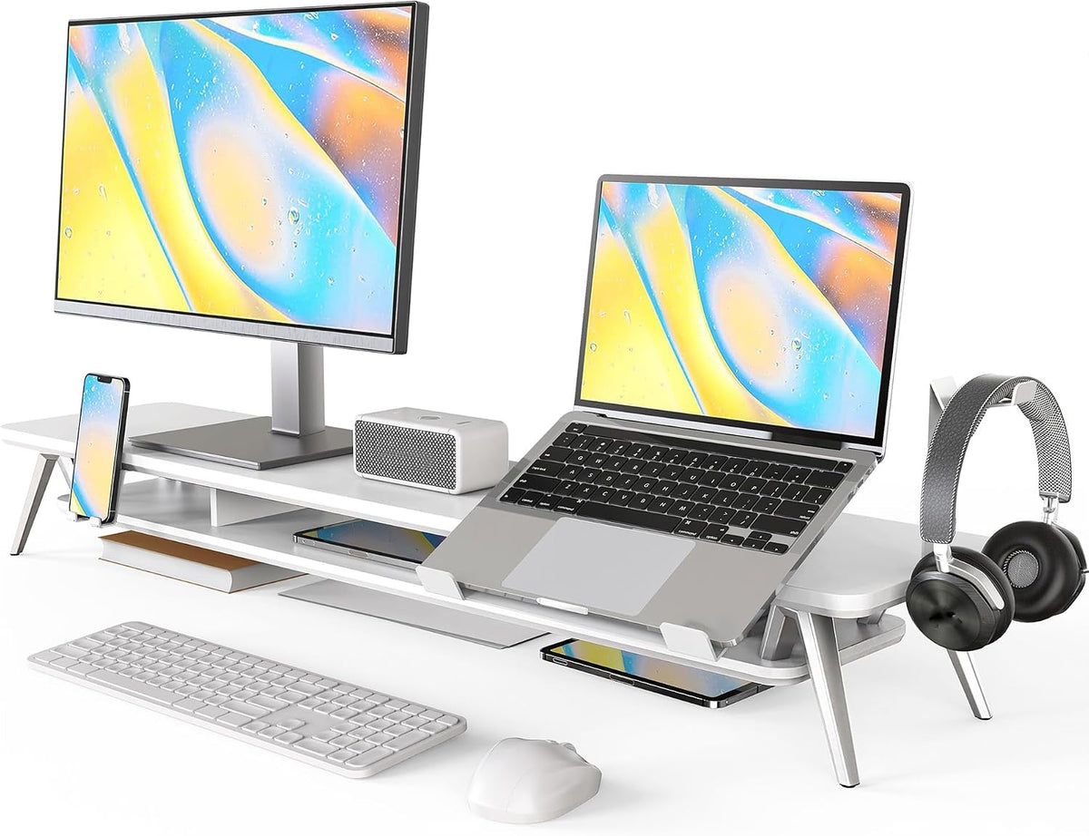 42.5-Inch Monitor Stand Riser with Laptop, Phone & Headphone Holders