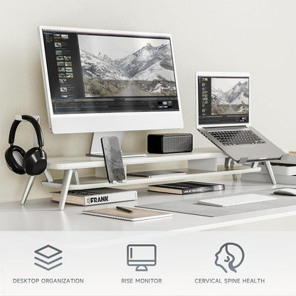 42.5-Inch Monitor Stand Riser with Laptop, Phone & Headphone Holders