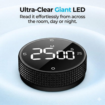 USB Rechargeable Magnetic Kitchen Timer for Cooking, Building 800mAh Battery Large Display Digital Countdown Countup Timer, 3 Preset 5/15/25 Mins Loud Alarm for Kitchen Classroom Grilling Studying