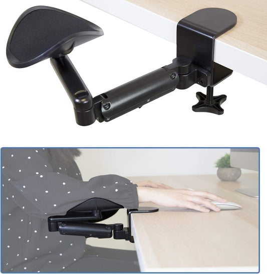 ! Adjustable Arm Rest for Desk, Ergonomic Elbow & Forearm Support, Height Adjustable Full Motion Rotating Desk Arm with Clamp-On Base for Computer & Keyboard Use, Steel Construction (MI-7145)