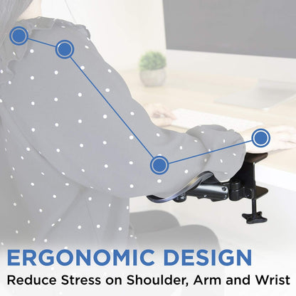 ! Adjustable Arm Rest for Desk, Ergonomic Elbow & Forearm Support, Height Adjustable Full Motion Rotating Desk Arm with Clamp-On Base for Computer & Keyboard Use, Steel Construction (MI-7145)
