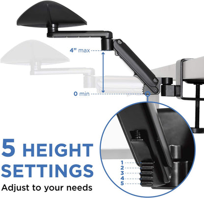 ! Adjustable Arm Rest for Desk, Ergonomic Elbow & Forearm Support, Height Adjustable Full Motion Rotating Desk Arm with Clamp-On Base for Computer & Keyboard Use, Steel Construction (MI-7145)