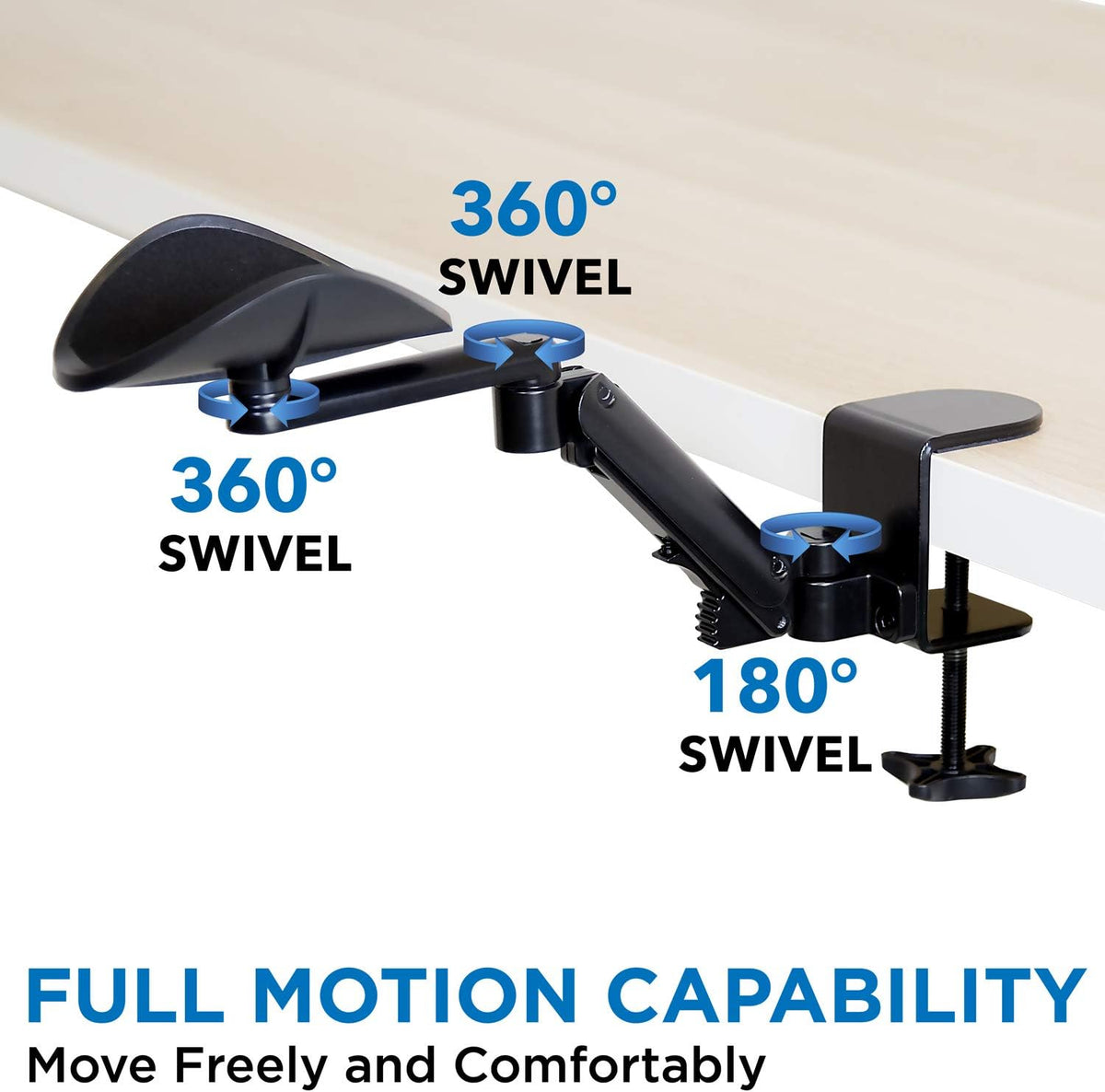! Adjustable Arm Rest for Desk, Ergonomic Elbow & Forearm Support, Height Adjustable Full Motion Rotating Desk Arm with Clamp-On Base for Computer & Keyboard Use, Steel Construction (MI-7145)