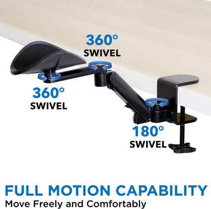 ! Adjustable Arm Rest for Desk, Ergonomic Elbow & Forearm Support, Height Adjustable Full Motion Rotating Desk Arm with Clamp-On Base for Computer & Keyboard Use, Steel Construction (MI-7145)