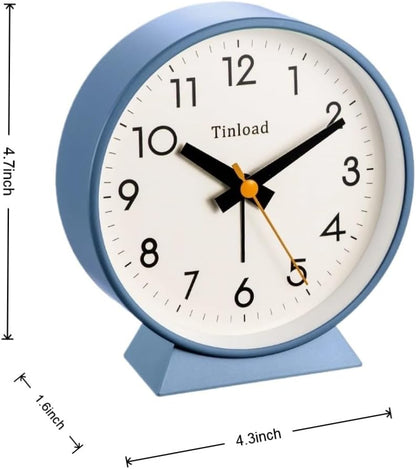 4.5" Battery Operated Antique Retro Analog Alarm Clock, Small Silent Bedside Desk Clock,Lighted on Demand, Battery Operated, Snooze, for Living Room, Bedroom, Bedside, Desk, Gift Clock