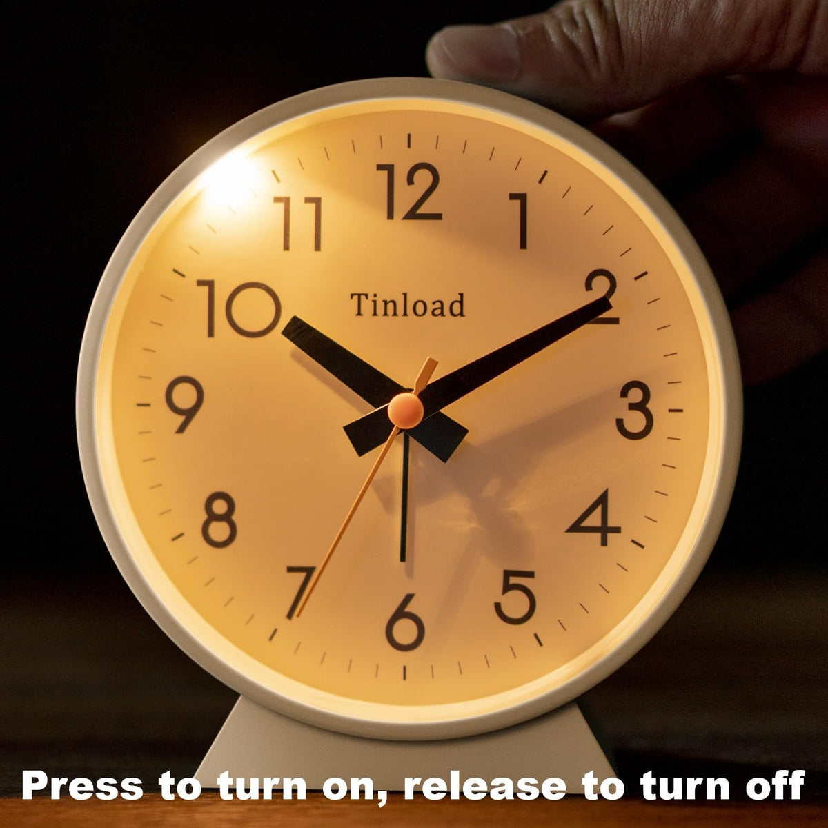 4.5" Battery Operated Antique Retro Analog Alarm Clock, Small Silent Bedside Desk Clock,Lighted on Demand, Battery Operated, Snooze, for Living Room, Bedroom, Bedside, Desk, Gift Clock