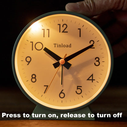 4.5" Battery Operated Antique Retro Analog Alarm Clock, Small Silent Bedside Desk Clock,Lighted on Demand, Battery Operated, Snooze, for Living Room, Bedroom, Bedside, Desk, Gift Clock