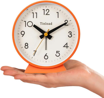 4.5" Battery Operated Antique Retro Analog Alarm Clock, Small Silent Bedside Desk Clock,Lighted on Demand, Battery Operated, Snooze, for Living Room, Bedroom, Bedside, Desk, Gift Clock
