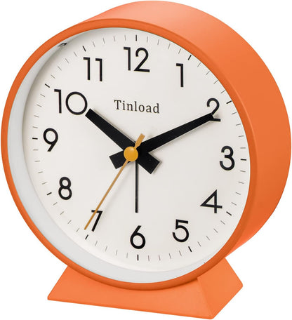 4.5" Battery Operated Antique Retro Analog Alarm Clock, Small Silent Bedside Desk Clock,Lighted on Demand, Battery Operated, Snooze, for Living Room, Bedroom, Bedside, Desk, Gift Clock