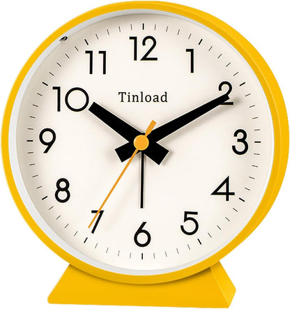 4.5" Battery Operated Antique Retro Analog Alarm Clock, Small Silent Bedside Desk Clock,Lighted on Demand, Battery Operated, Snooze, for Living Room, Bedroom, Bedside, Desk, Gift Clock