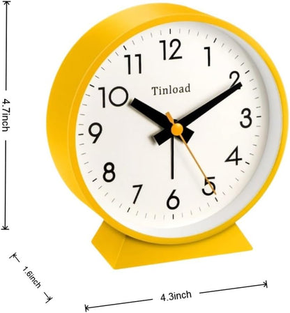 4.5" Battery Operated Antique Retro Analog Alarm Clock, Small Silent Bedside Desk Clock,Lighted on Demand, Battery Operated, Snooze, for Living Room, Bedroom, Bedside, Desk, Gift Clock