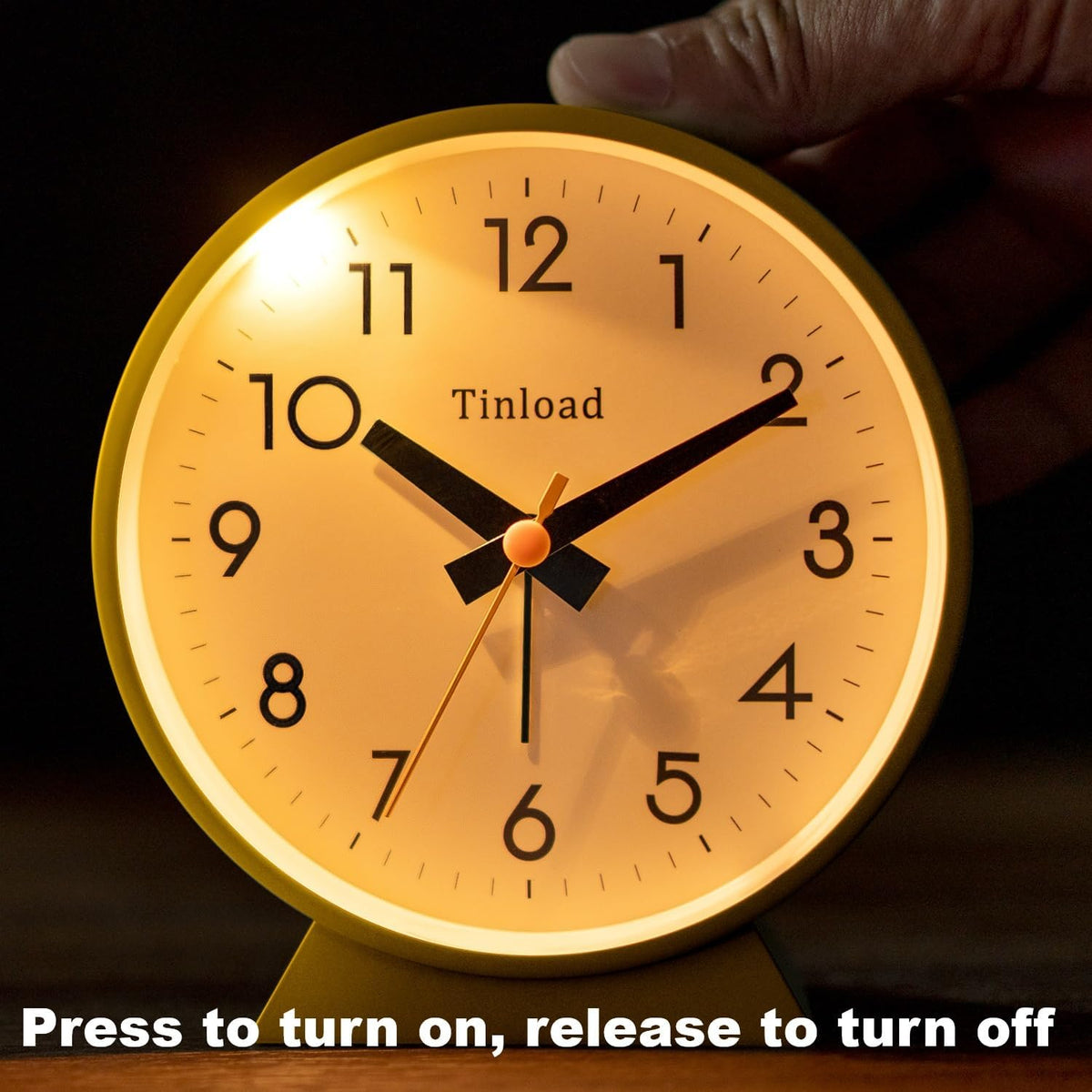 4.5" Battery Operated Antique Retro Analog Alarm Clock, Small Silent Bedside Desk Clock,Lighted on Demand, Battery Operated, Snooze, for Living Room, Bedroom, Bedside, Desk, Gift Clock