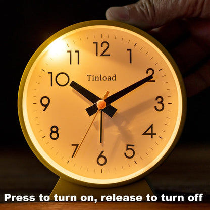 4.5" Battery Operated Antique Retro Analog Alarm Clock, Small Silent Bedside Desk Clock,Lighted on Demand, Battery Operated, Snooze, for Living Room, Bedroom, Bedside, Desk, Gift Clock