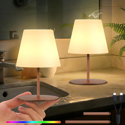 2 Pcs Mini Touch Shower Lamps Waterproof with 2-Step Warm White