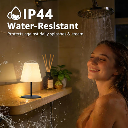 2 Pcs Mini Touch Shower Lamps Waterproof with 2-Step Warm White