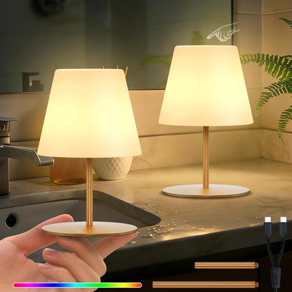 2 Pcs Mini Touch Shower Lamps Waterproof with 2-Step Warm White