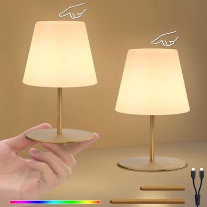 2 Pcs Mini Touch Shower Lamps Waterproof with 2-Step Warm White