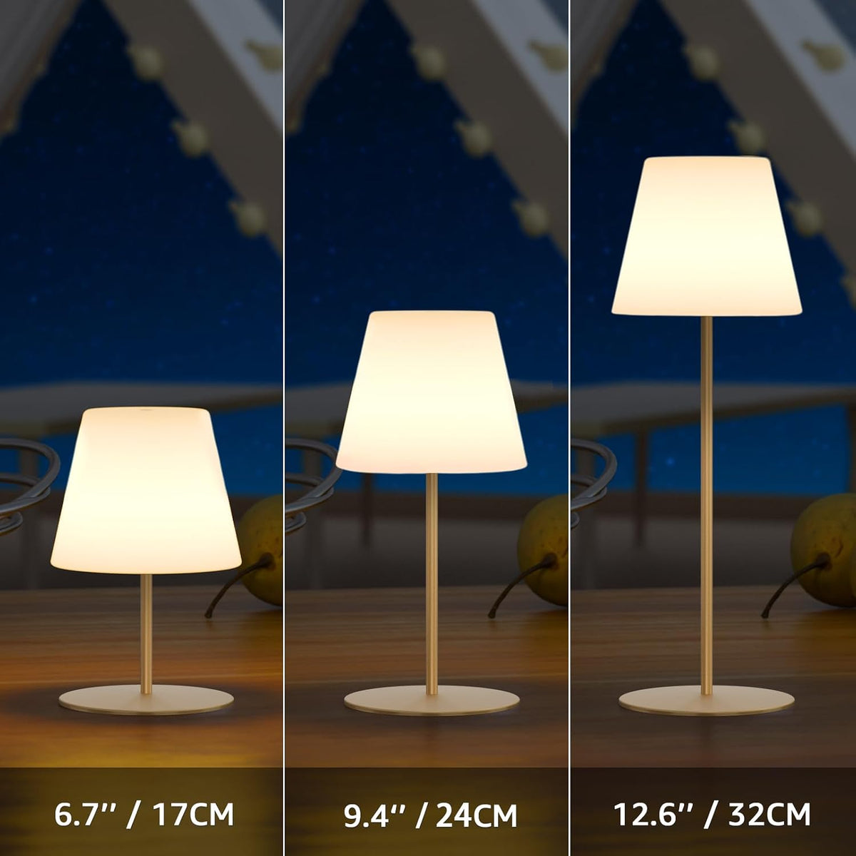 2 Pcs Mini Touch Shower Lamps Waterproof with 2-Step Warm White