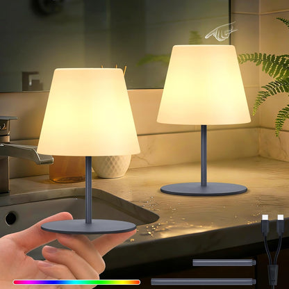 2 Pcs Mini Touch Shower Lamps Waterproof with 2-Step Warm White