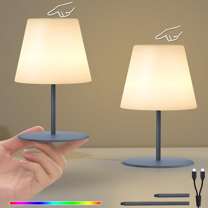 2 Pcs Mini Touch Shower Lamps Waterproof with 2-Step Warm White