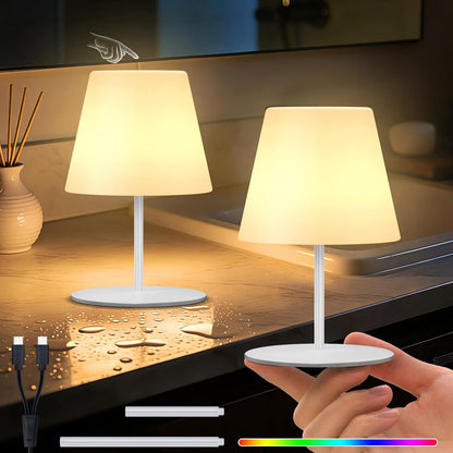 2 Pcs Mini Touch Shower Lamps Waterproof with 2-Step Warm White