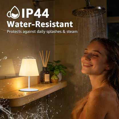 2 Pcs Mini Touch Shower Lamps Waterproof with 2-Step Warm White