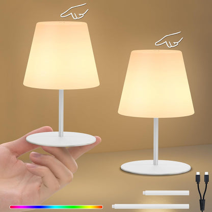 2 Pcs Mini Touch Shower Lamps Waterproof with 2-Step Warm White