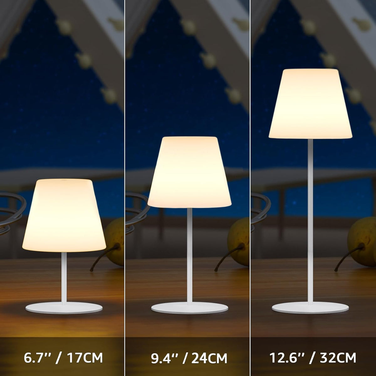 2 Pcs Mini Touch Shower Lamps Waterproof with 2-Step Warm White