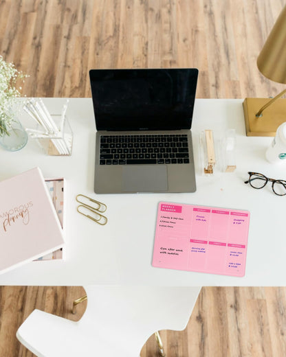 Desktop Acrylic Weekly Planner Whiteboard with Stand, Dry Erase Weekly Planner for Desk, Weekly White Board with to Do List, 9.8"x11.8", Pink Dry Erase Board for Home Office School