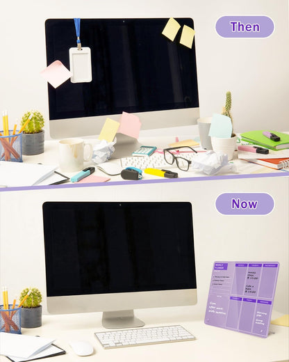 Desktop Acrylic Weekly Planner Whiteboard with Stand, Dry Erase Weekly Planner for Desk, Weekly White Board with to Do List, 9.8"x11.8", Pink Dry Erase Board for Home Office School
